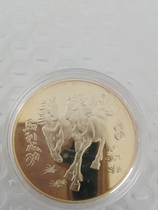 Other - Gold-Tone Commemorative Coin with Horse Design